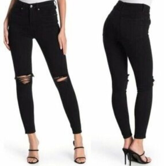 Good American | Black Distressed Skinny Jeans | Size 10/30 - Picture 1 of 10